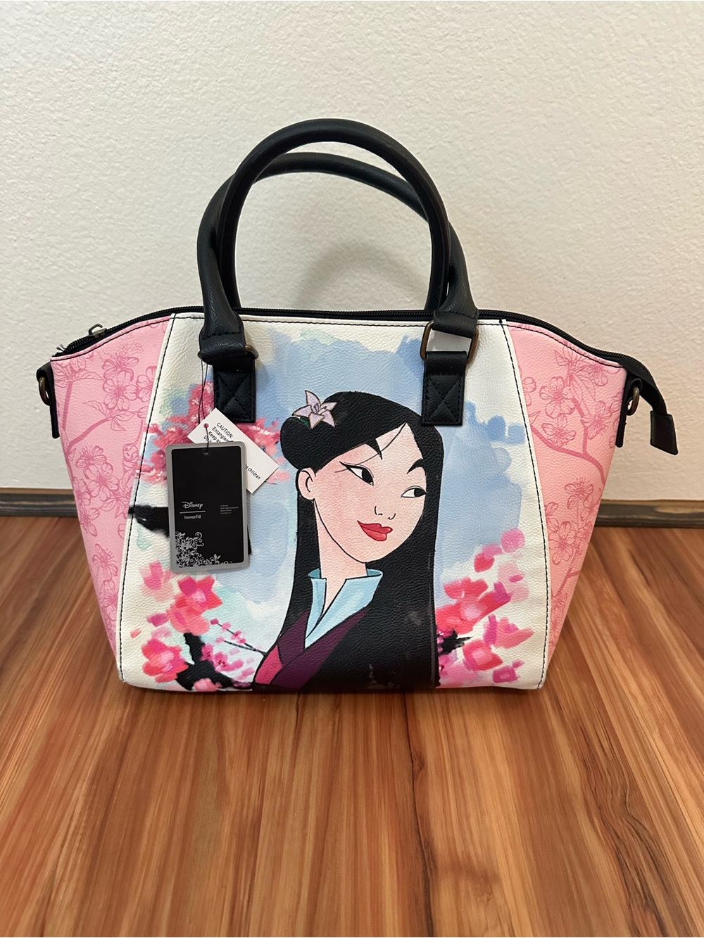 NWT Loungefly Disney Pink and Black Mulan Floral Satchel Purse